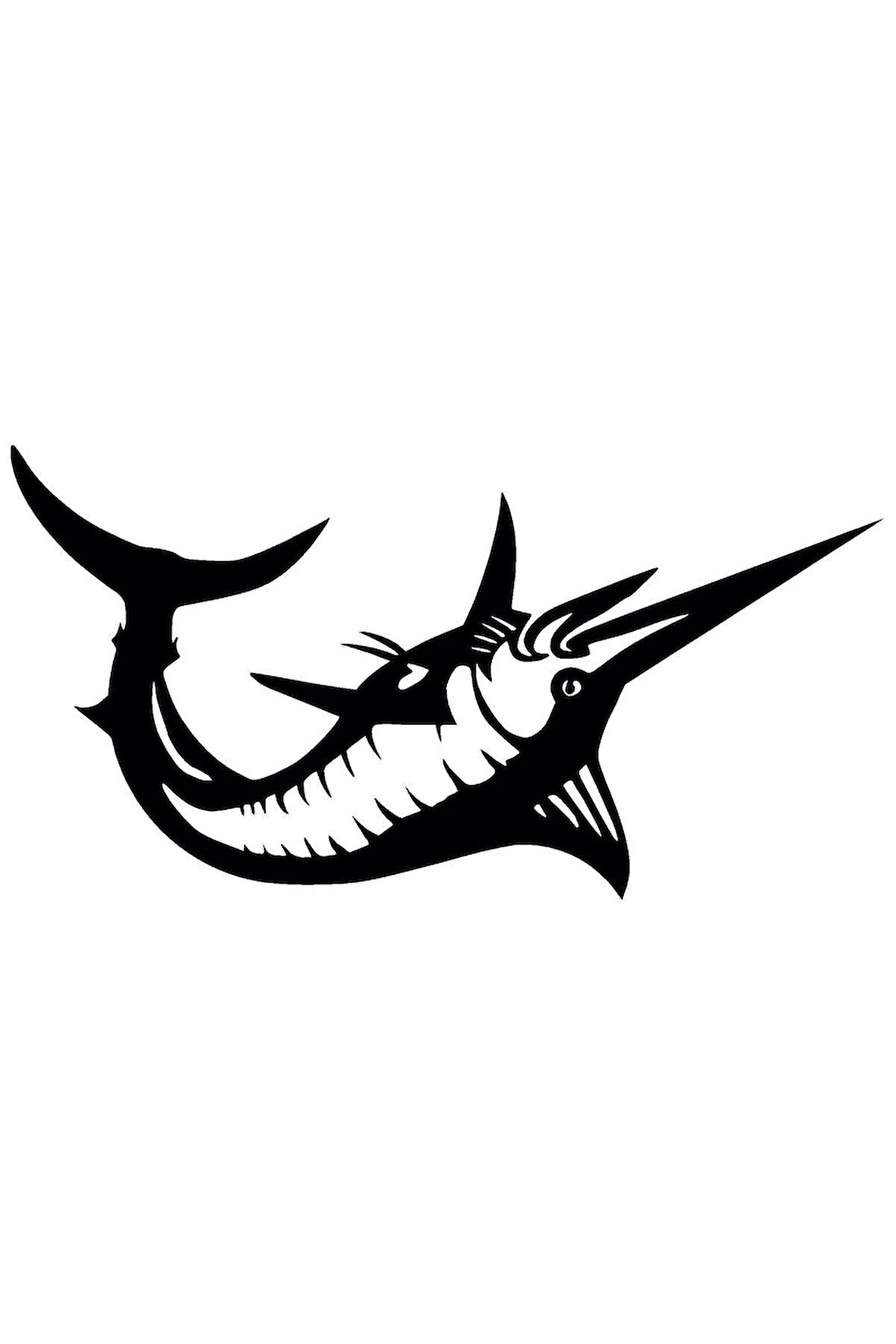 Kılıç Balığı Oto Motor Laptop Duvar Folyo Sticker 15x7 Cm
