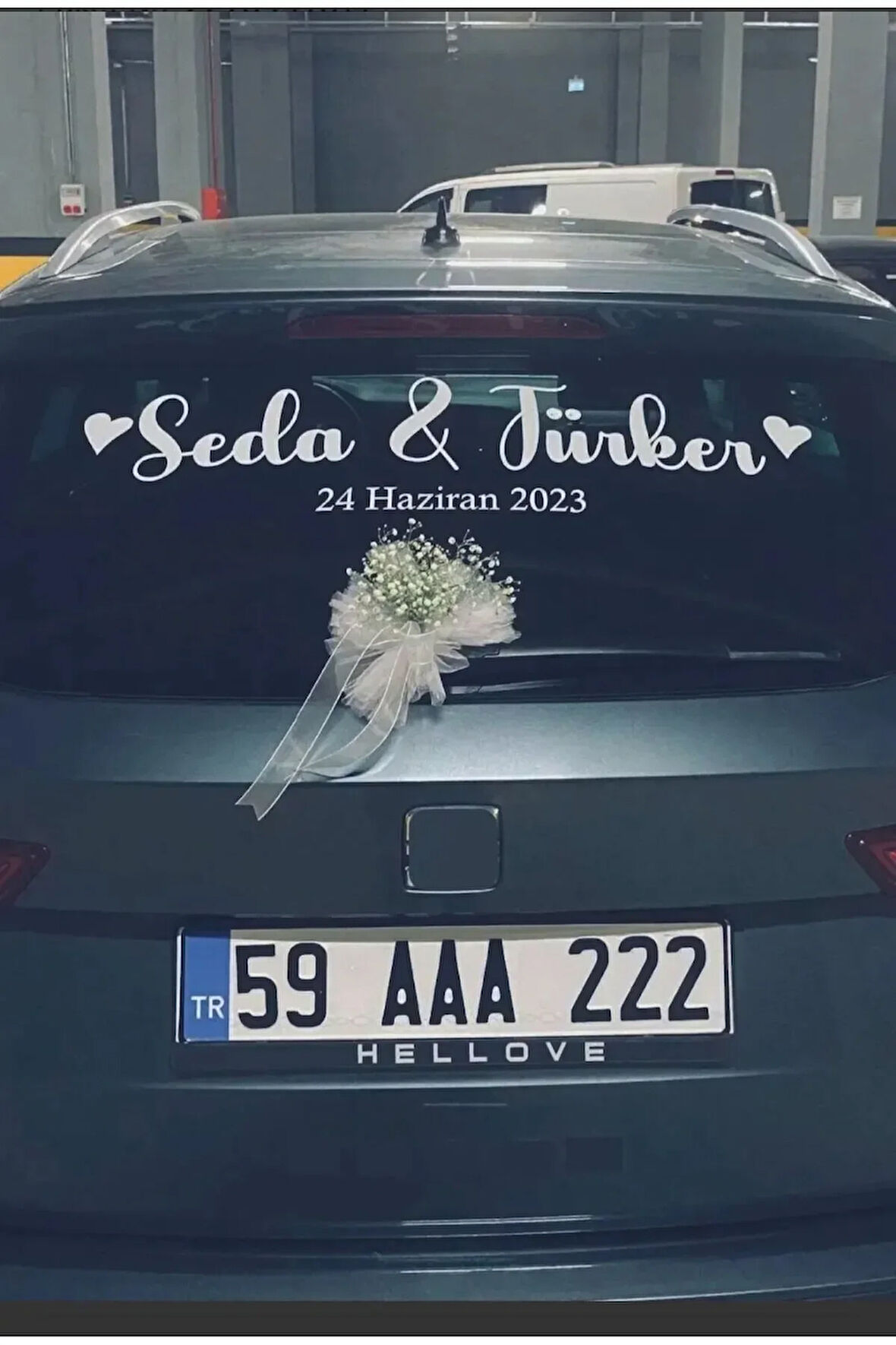 Gelin Arabası Sticker Süs Dekoratif Isim Ve Tarih Sticker Bilgilerinizi Yazmayi Unutmayın!!