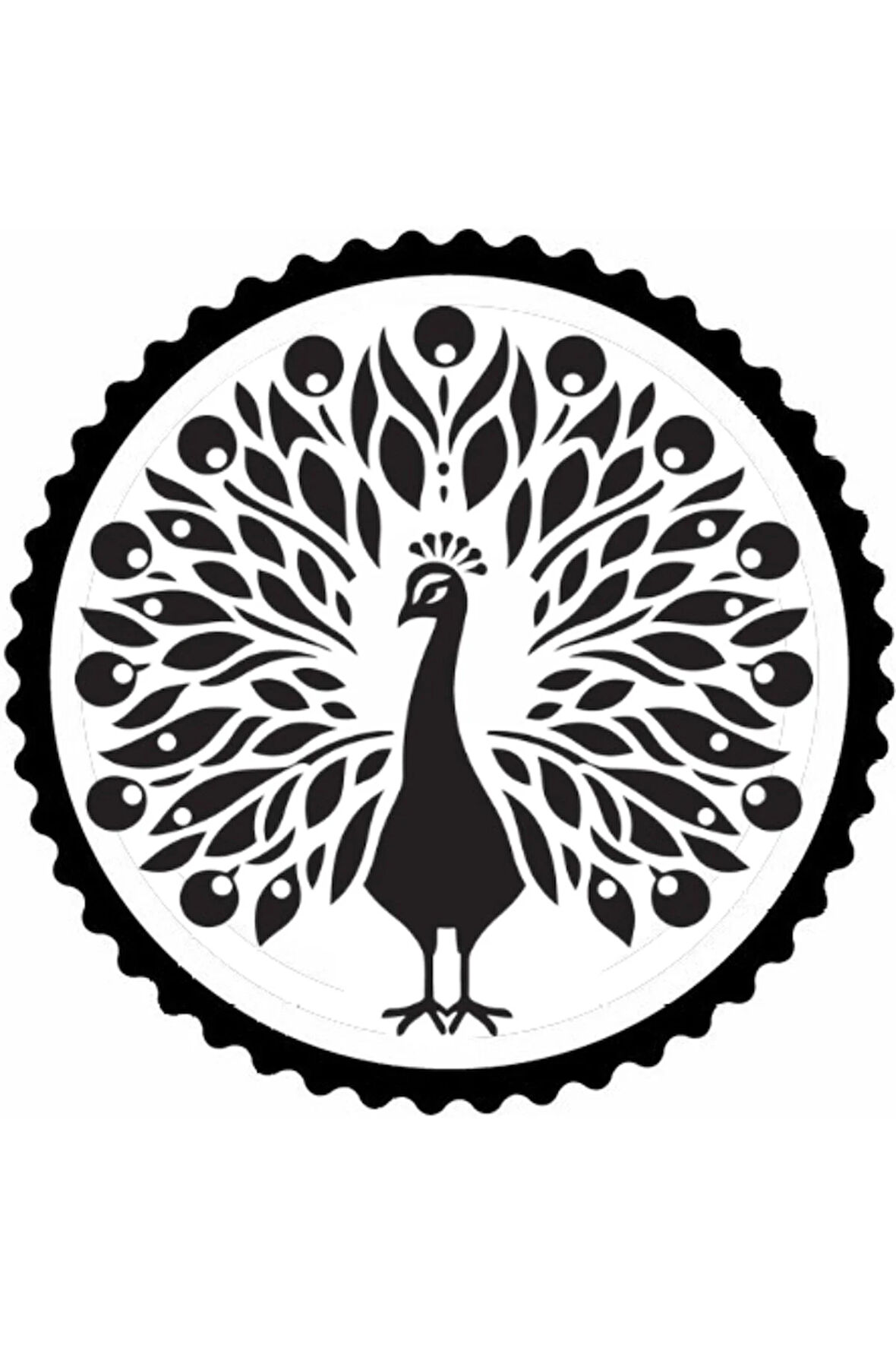 Tavus Kuşu Tasarım 2.Model Sticker 10 x 10 cm