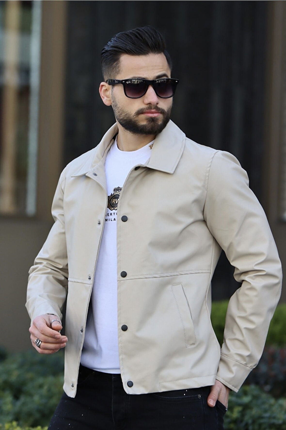 Erkek Slim Fit Deri Ceket