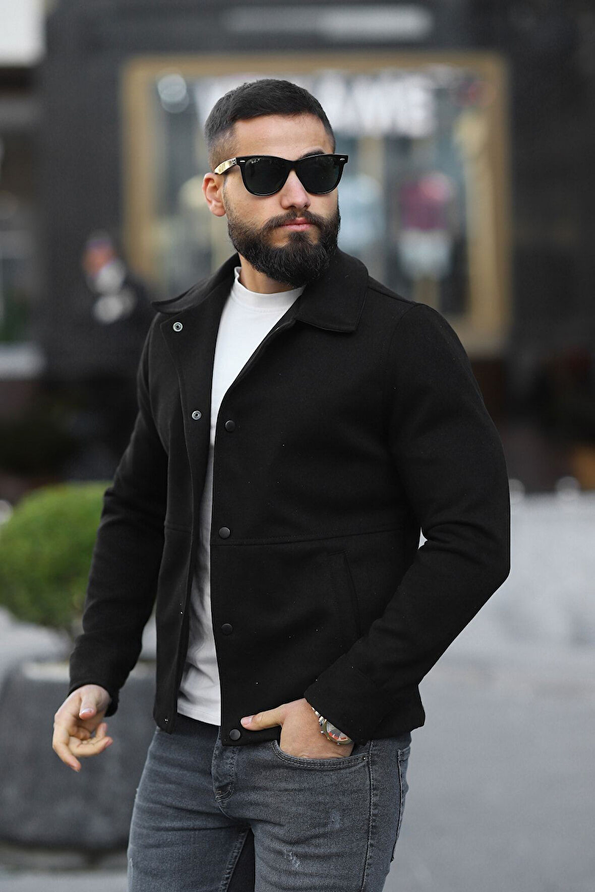 Erkek Slim Fit Deri Ceket