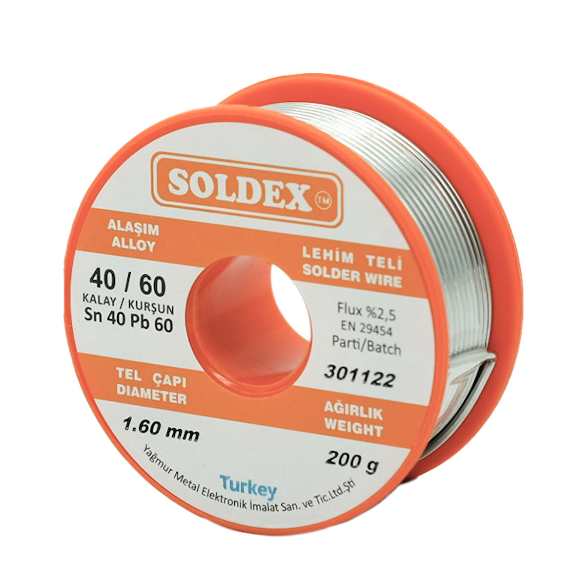 Soldex 1.60mm Sn40 Pb60 Lehim Teli 200gr