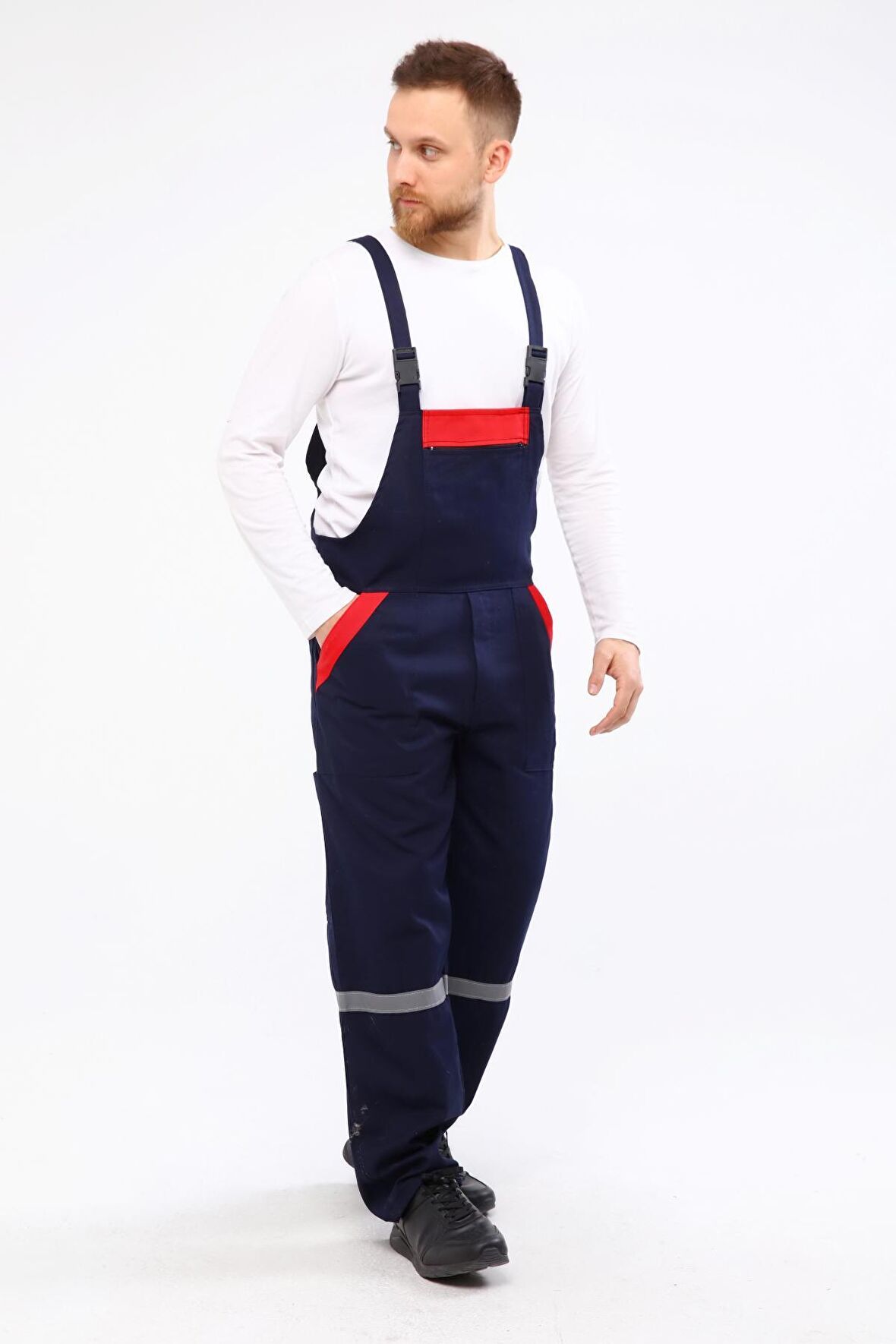 16X12 KIRMIZI BİYELİ ASKILI TULUM