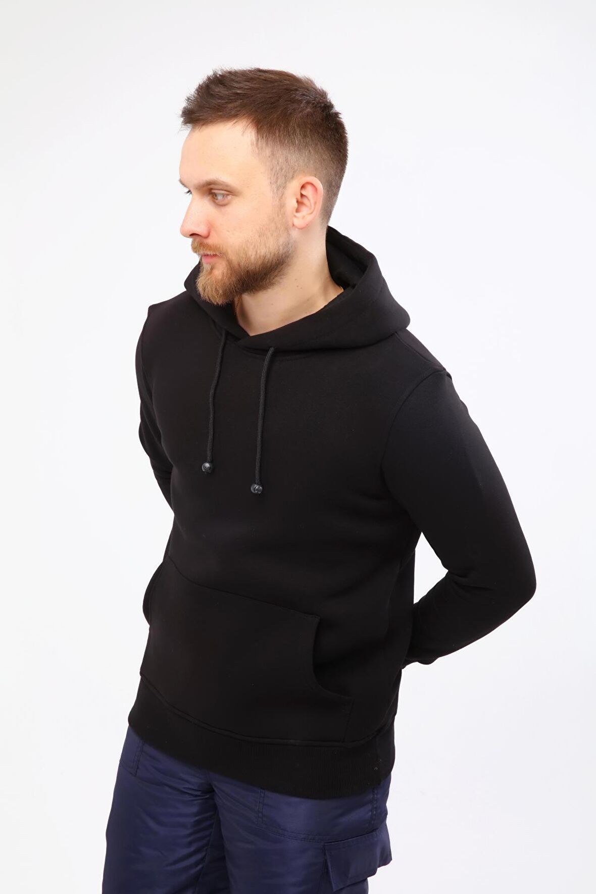 Kapüşonlu Siyah Unisex Sweatshirt