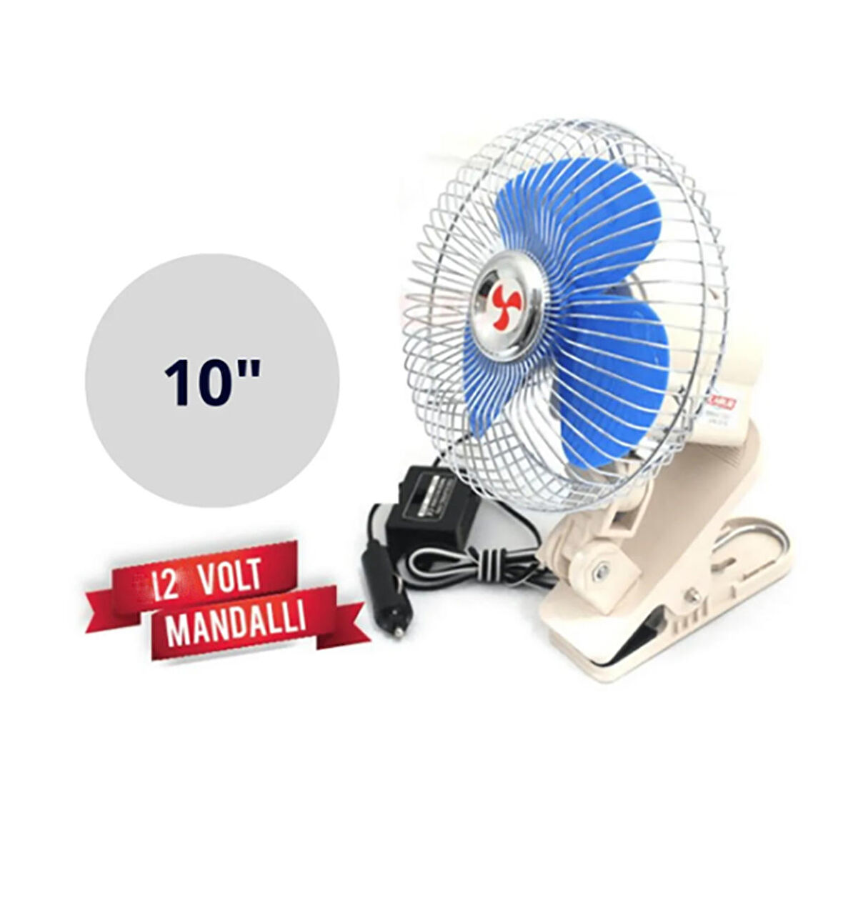 Vantilatör 10'' Mandallı 12 Volt Çakmaklık Girişli Modlu Hızlı Yavaş Devreli Döner Başlıklı