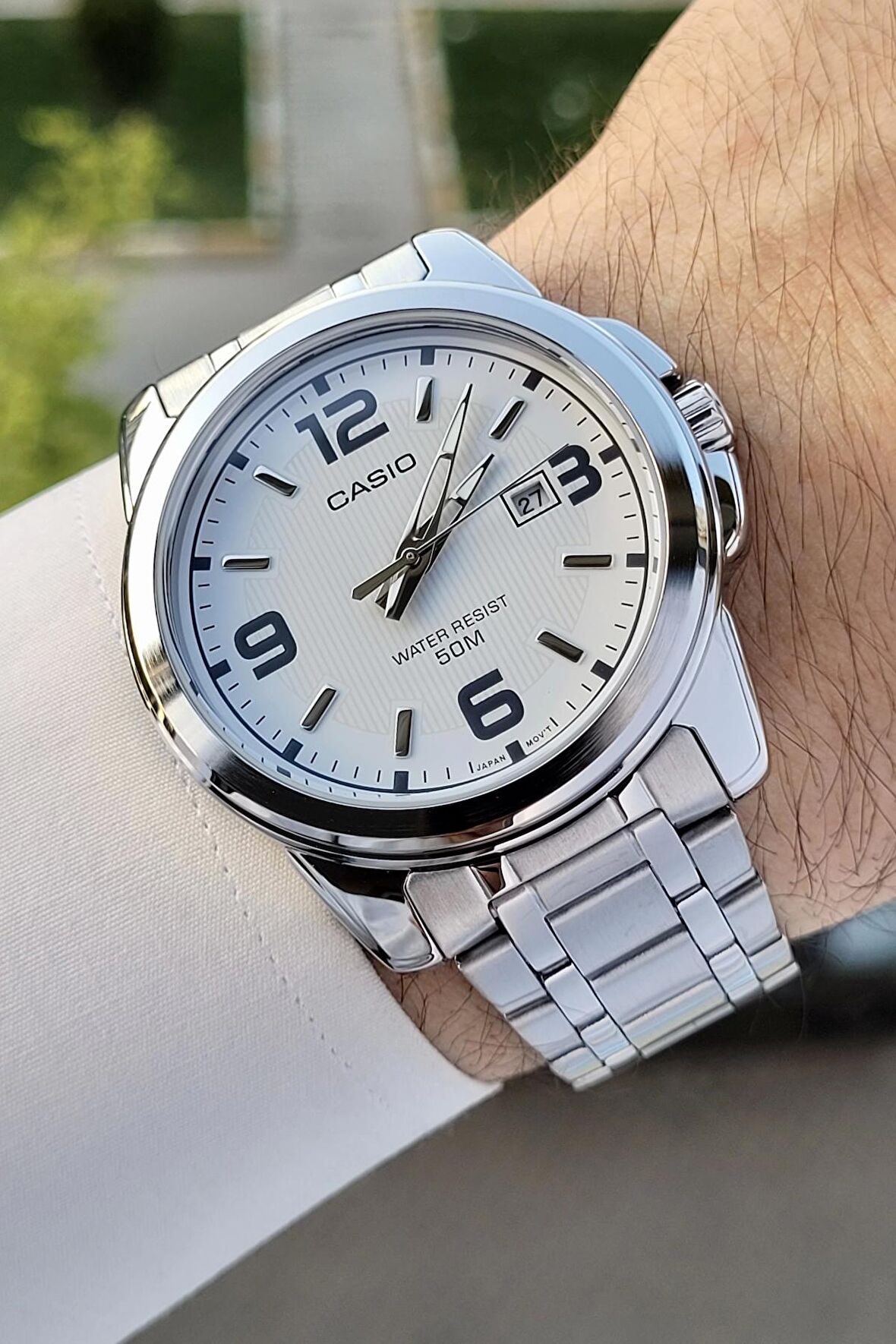 Casio CSISTE51 Kadranı Beyaz Korodnu Gümüş Renk Hediye Paketli Erkek Kol Saati