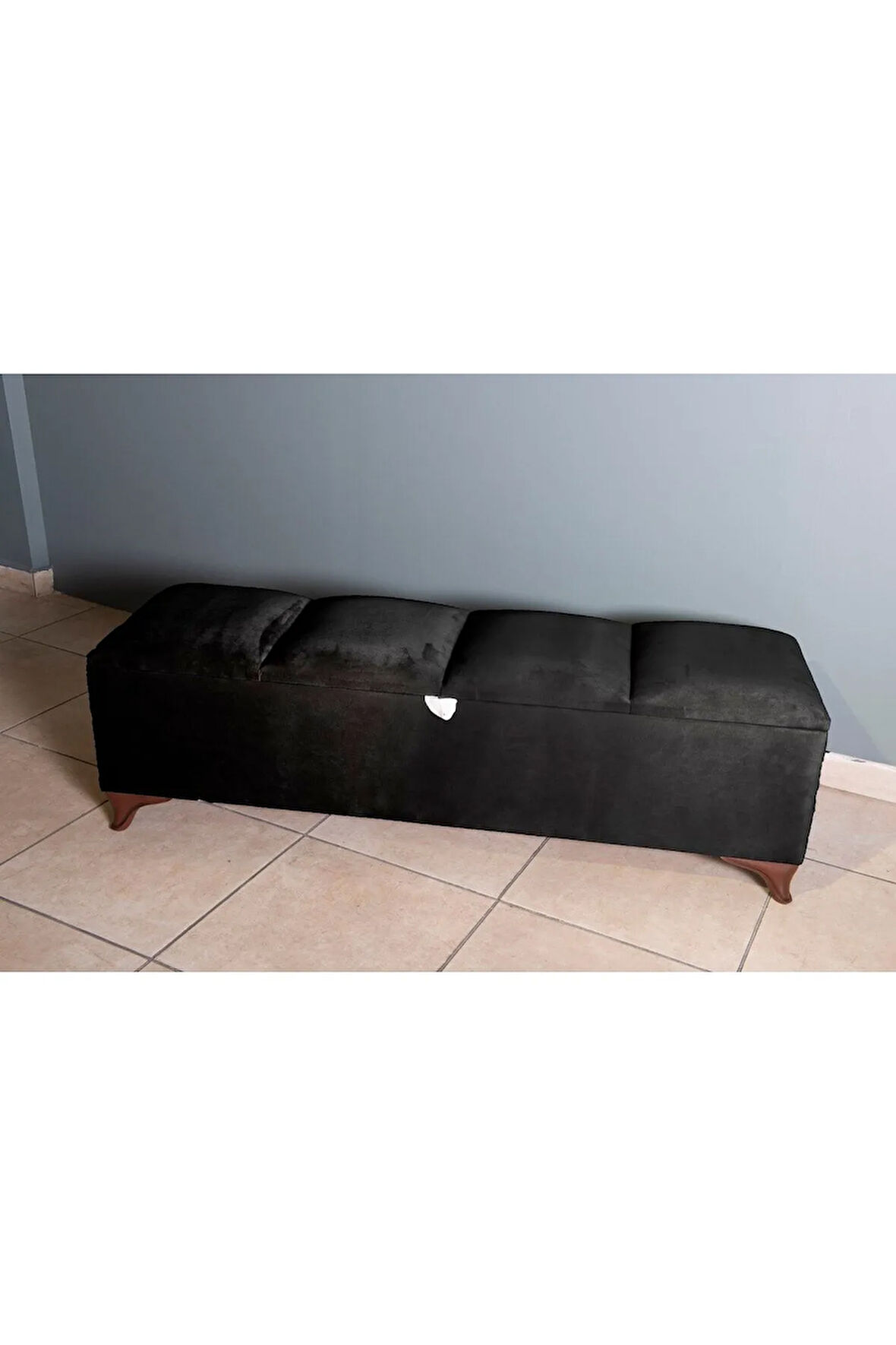 Vetra V2 Siyah Sandıklı Puf - Dilimli Model 140cm Sandıklı Bench