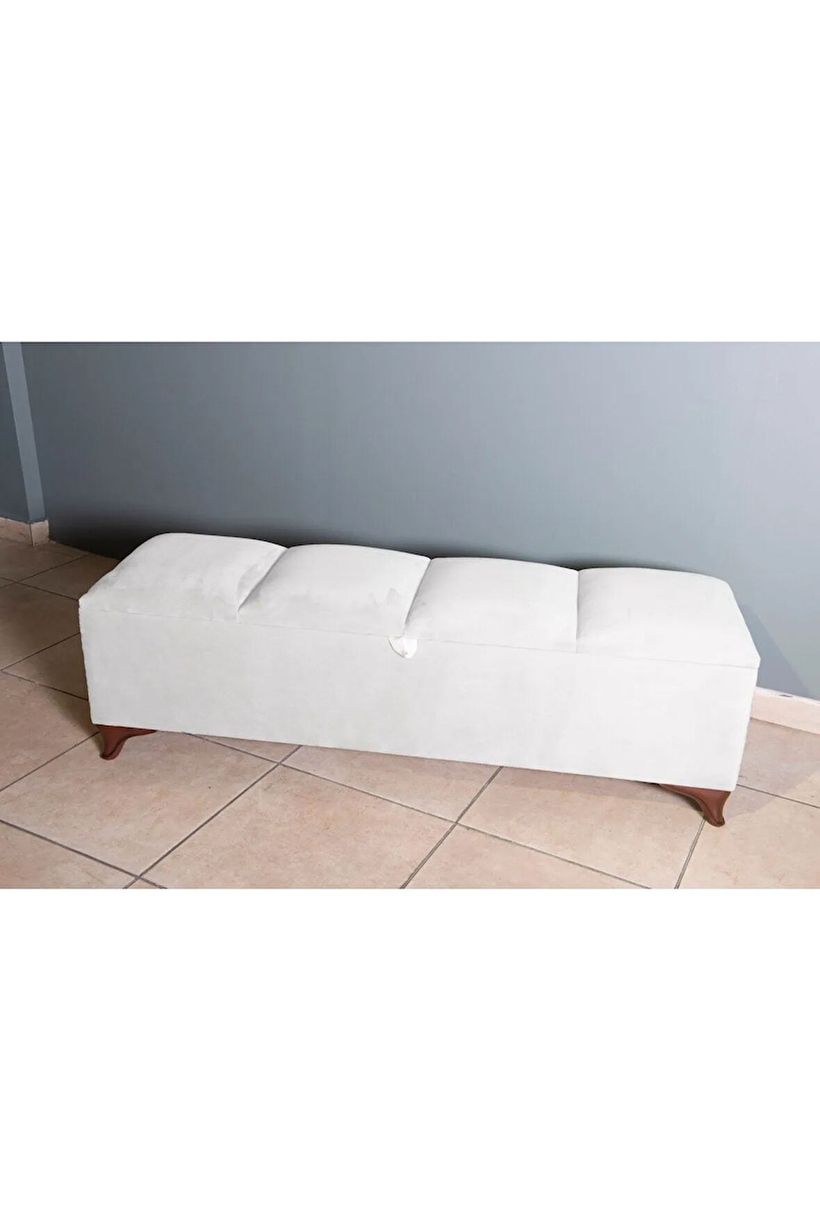 Vetra V2 Beyaz Sandıklı Puf - Dilimli Model 140cm Sandıklı Bench