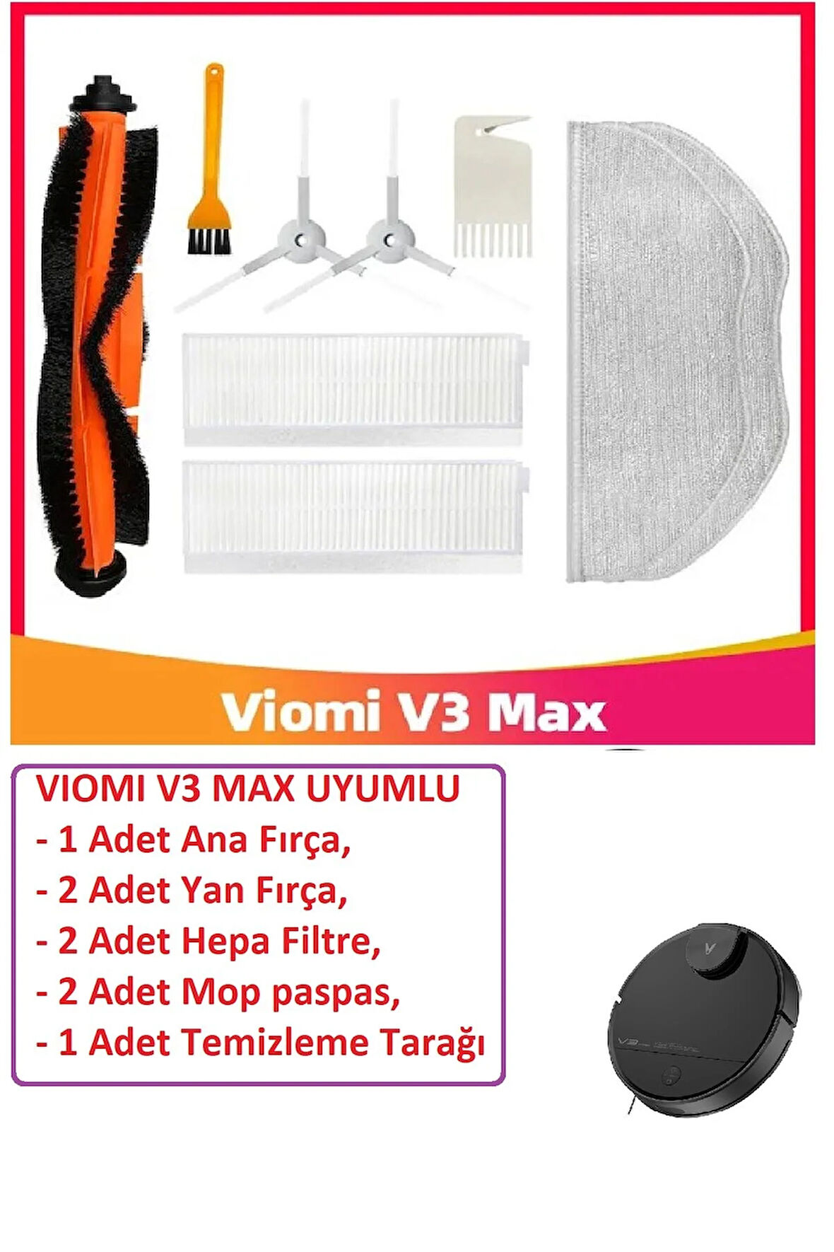 VİOMİ V3 max robot süpürge yedek hepa filtre fırça seti