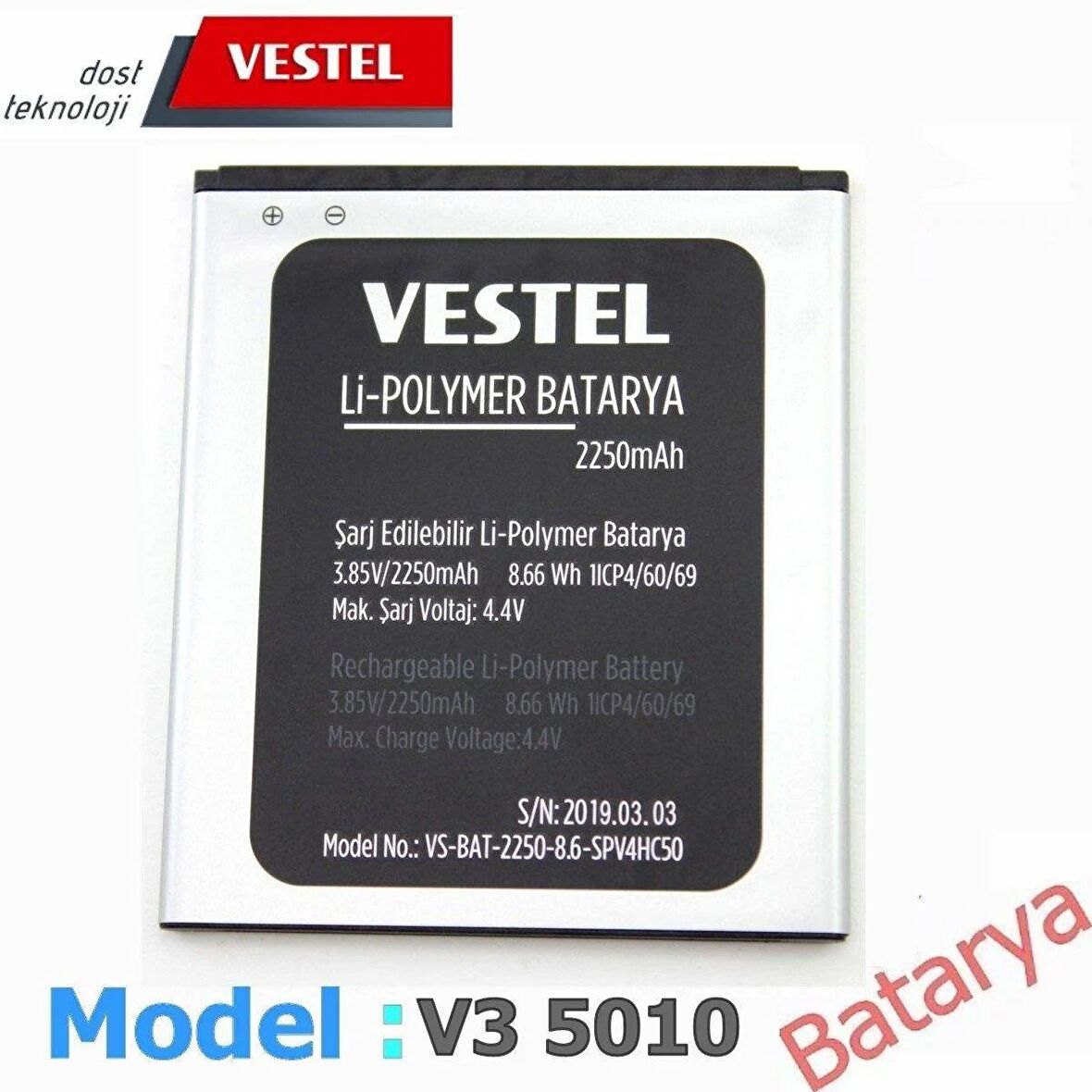 Vestel V3 5010 Batarya Vestel Venüs 5010 Uyumlu Batarya