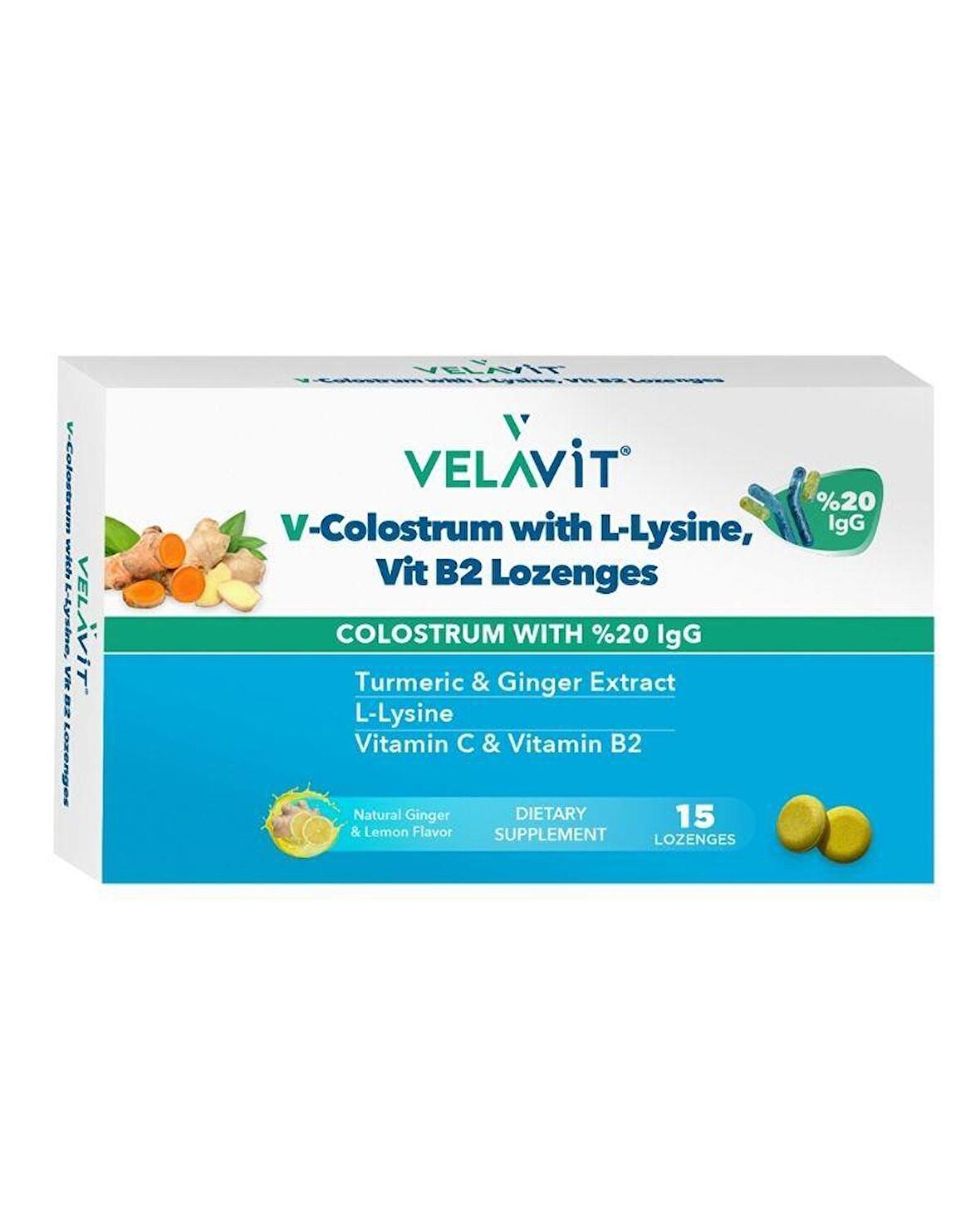 Velavit V-Colostrum With L-Lysine Vit B2 Lozenges 15 Pastil