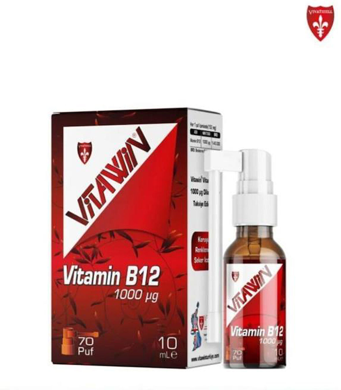 Vitawin Vitamin B12 Dilaltı Sprey Takviye Edici Gıda 1000 Mcg 10 Ml Şişe