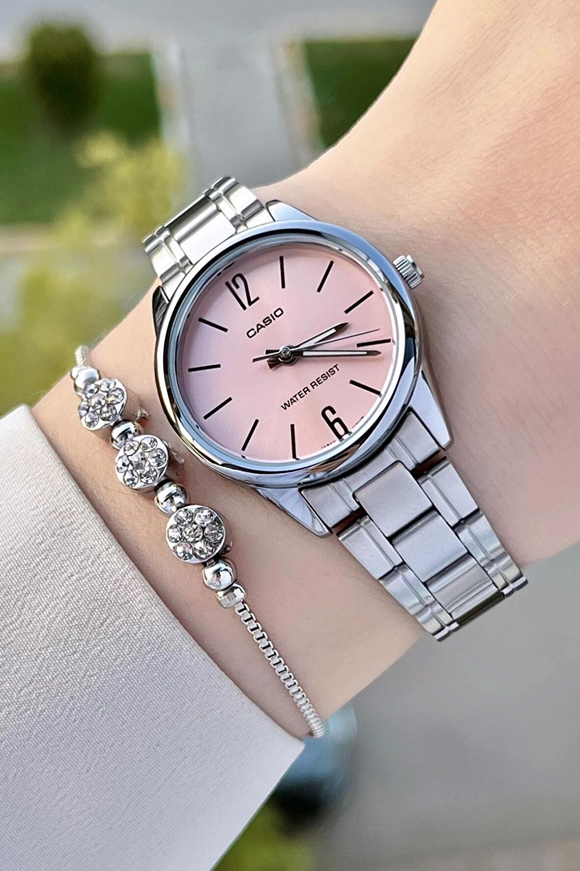 Casio CSISTE66 Kadranı Pembe Kordonu Gümüş Renk Hediye Paketli Kadın Kol Saati ve Bileklik