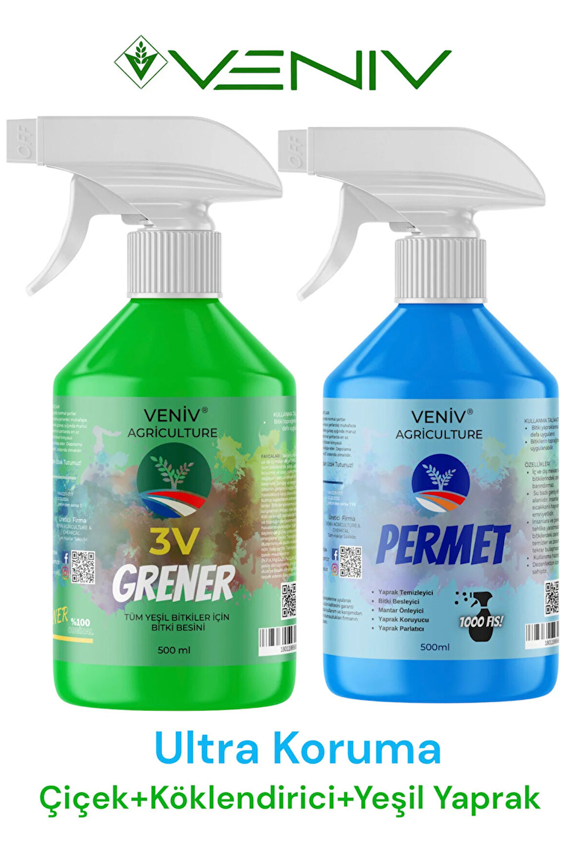 3v Permet & Grener Bitki Bakım Seti-500 Ml(yaprak Temizleyici-mantar Önleyici+bitki Besini)