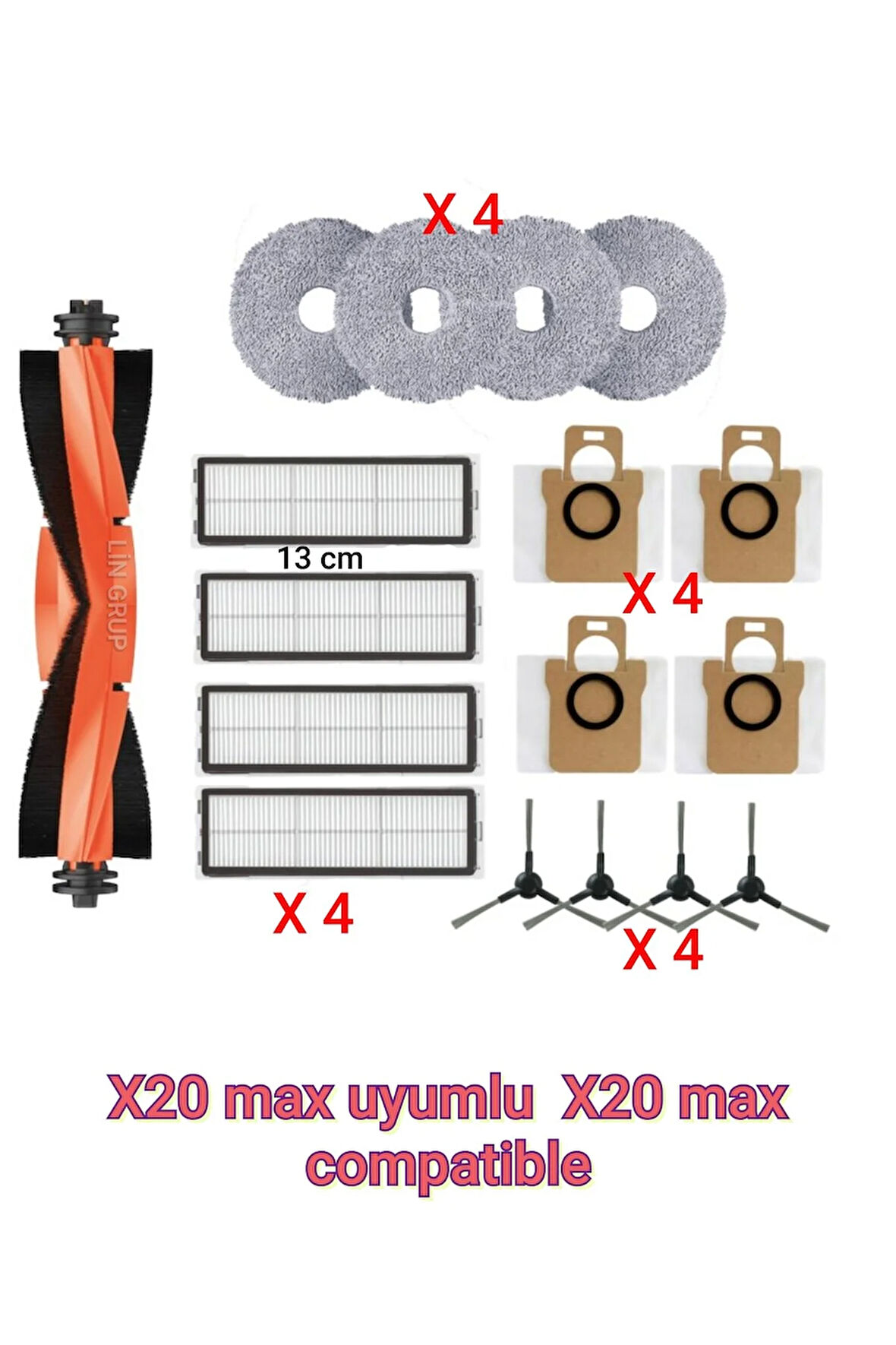 Xiaomi X20 Max uyumlu vacuum mop yedek parça seti