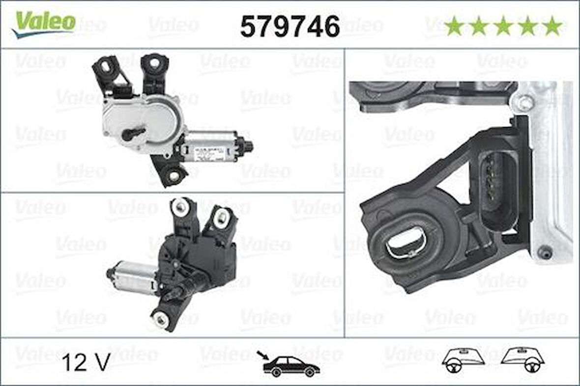 Valeo 579746 Silecek Motoru Arka Tiguan 07-Golf V 04-09 Passat 06-10 5N0955711A