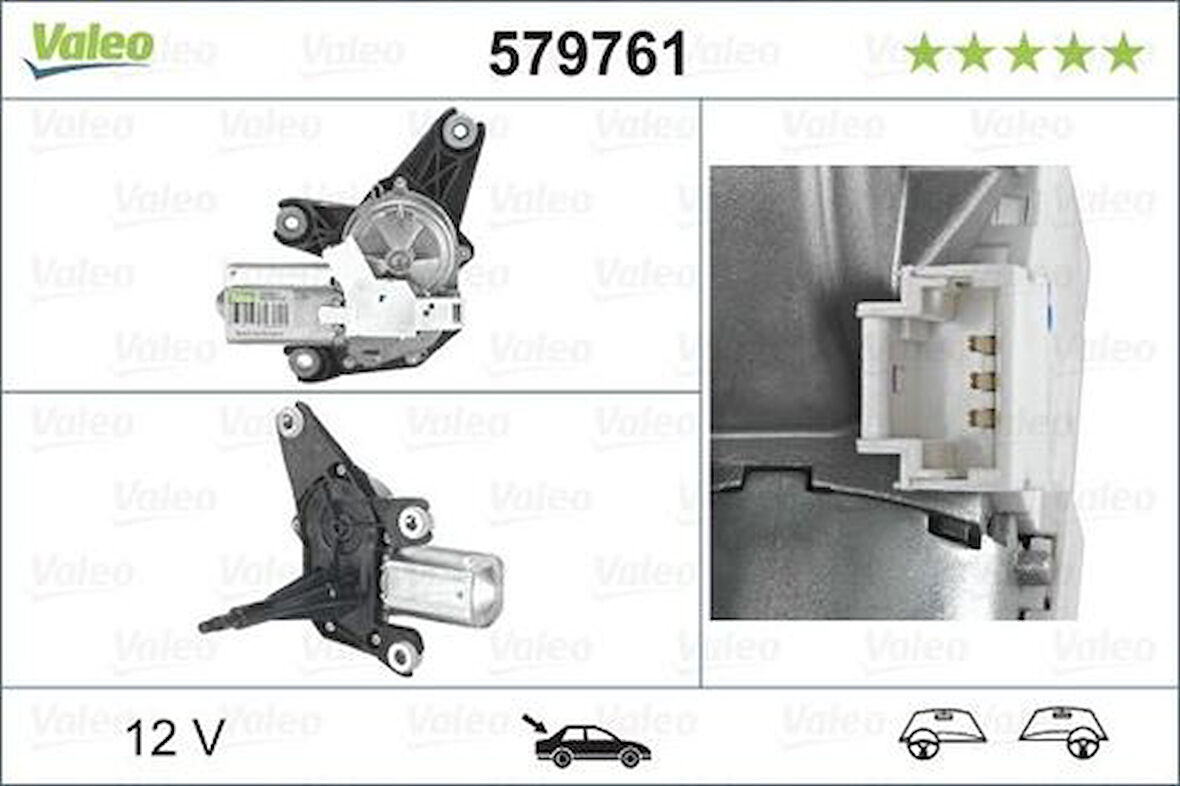 Valeo 579761 Silecek Motoru Arka Renault Laguna II Grandtour 1.6 16V 1.8 16V 1.9 DCI 2.0 16V 2.2 DCI 3.0 V5 8200001892