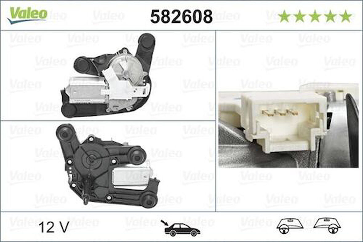 Valeo 582608 Silecek Motoru Arka Citroen C4 C4 Entreprıse 09 10-DS4 04 11-DS5 DS5 Hybrid 10 11 Peu 6405.JQ