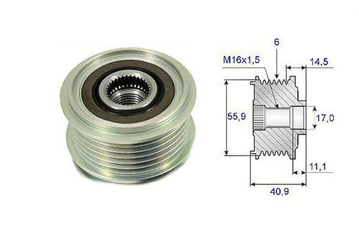 Valeo 588001 Alternatör Kasnağı Bora Caddy II III Transporter T5 Crafter 30 35 Eos Golf IV V VI Jetta II Iv 022903119C