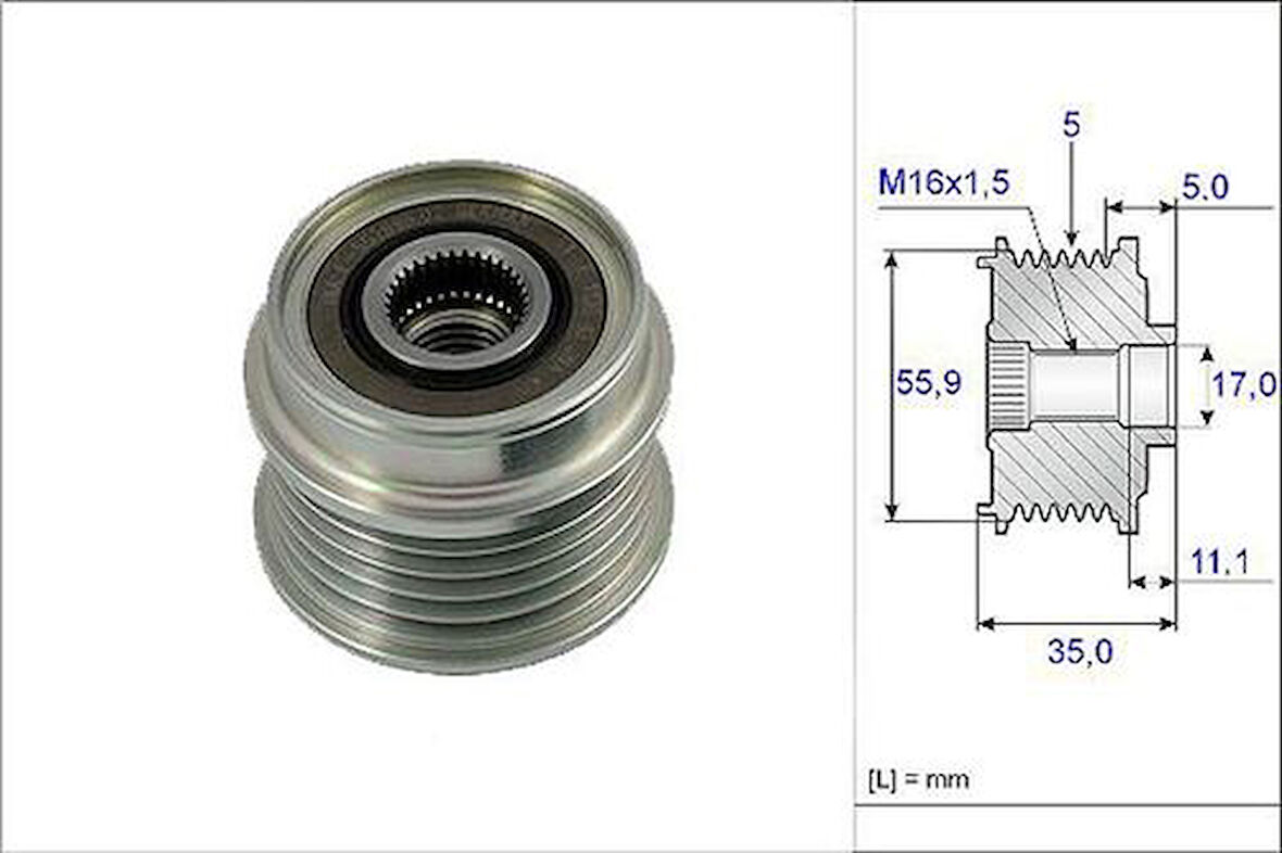 Valeo 588008 Alternatör Kasnağı Rulmanlı Passat 96 05 A4 01 04 A6 97 05 Superb 1.6 1.8 19TDI 022903119B