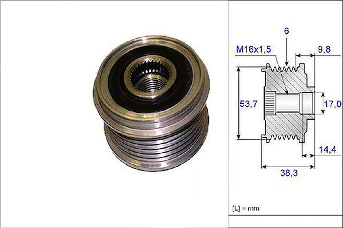 Valeo 588028 Alternatör Kasnağı Valeo Tip 6 Kanal Opel Insignia A-Astra J A16XER-A16LET Aveo BMW 1 3 4 1204177