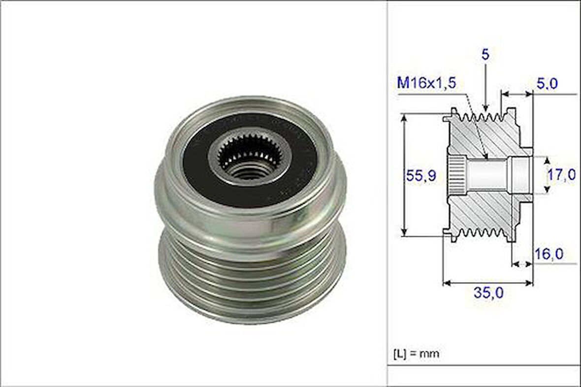 Valeo 588051 Alternatör Kasnağı Bosch Tip 5 Kanal Golf IV Passat A4 A6 1.9 TDI 028903119T