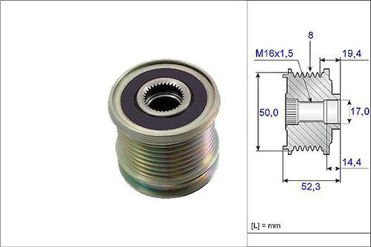 Valeo 588093 Alternatör Kasnağı X164 06-12 W204 07-14 W463 06-W211 05-08 W164 05-09 W251 06-12 Sprinter 906 06-12 6421500760