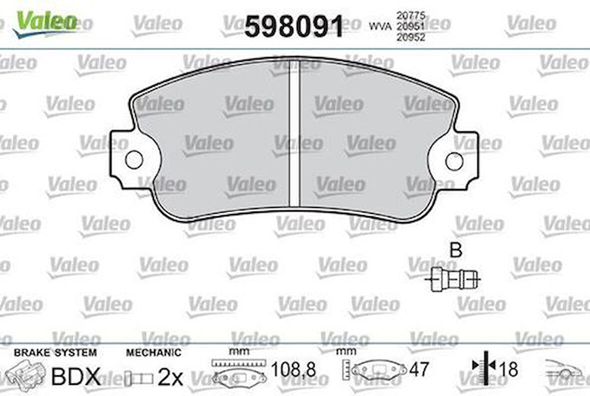 Valeo 598091 Fren Balatası Perf Fiat Uno R89 Fr 71748384