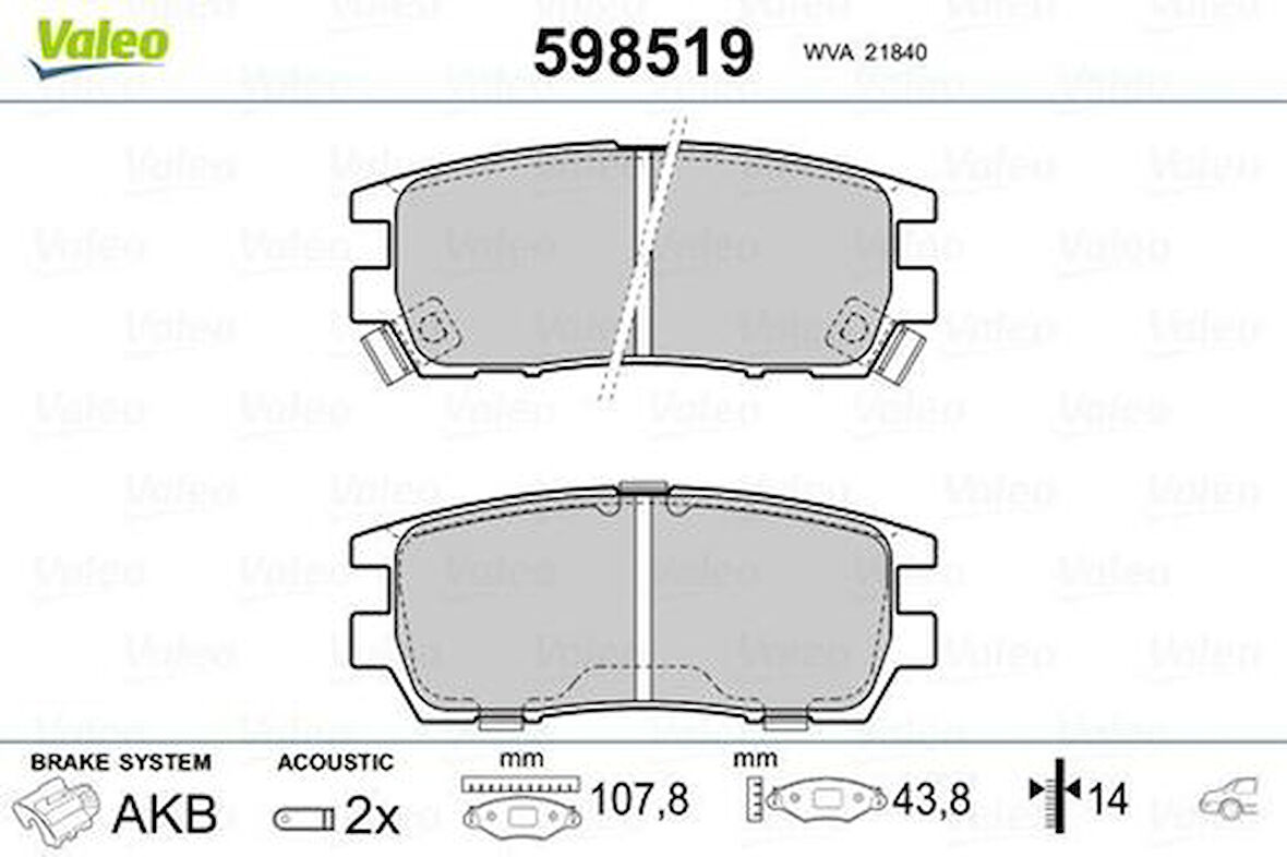 Valeo 598519 Fren Balatası Arka Mitsubishi Pajero 90-01 MB858380