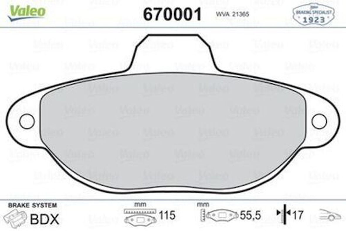 Valeo 670001 Ön Fren Balatası 500 07> 1.2 500 07> 500 Fıat Siena Albea Lınea 07> Doblo Cargo Fıorıno 08> Bravo II 07> Stılo 01>06 Panda 03> 1.2 Panda 06> Punto I 93> Y 95> Mıto 08> Bipper 08> Nemo 08> Ka 08> 1.2 Ka 16>
