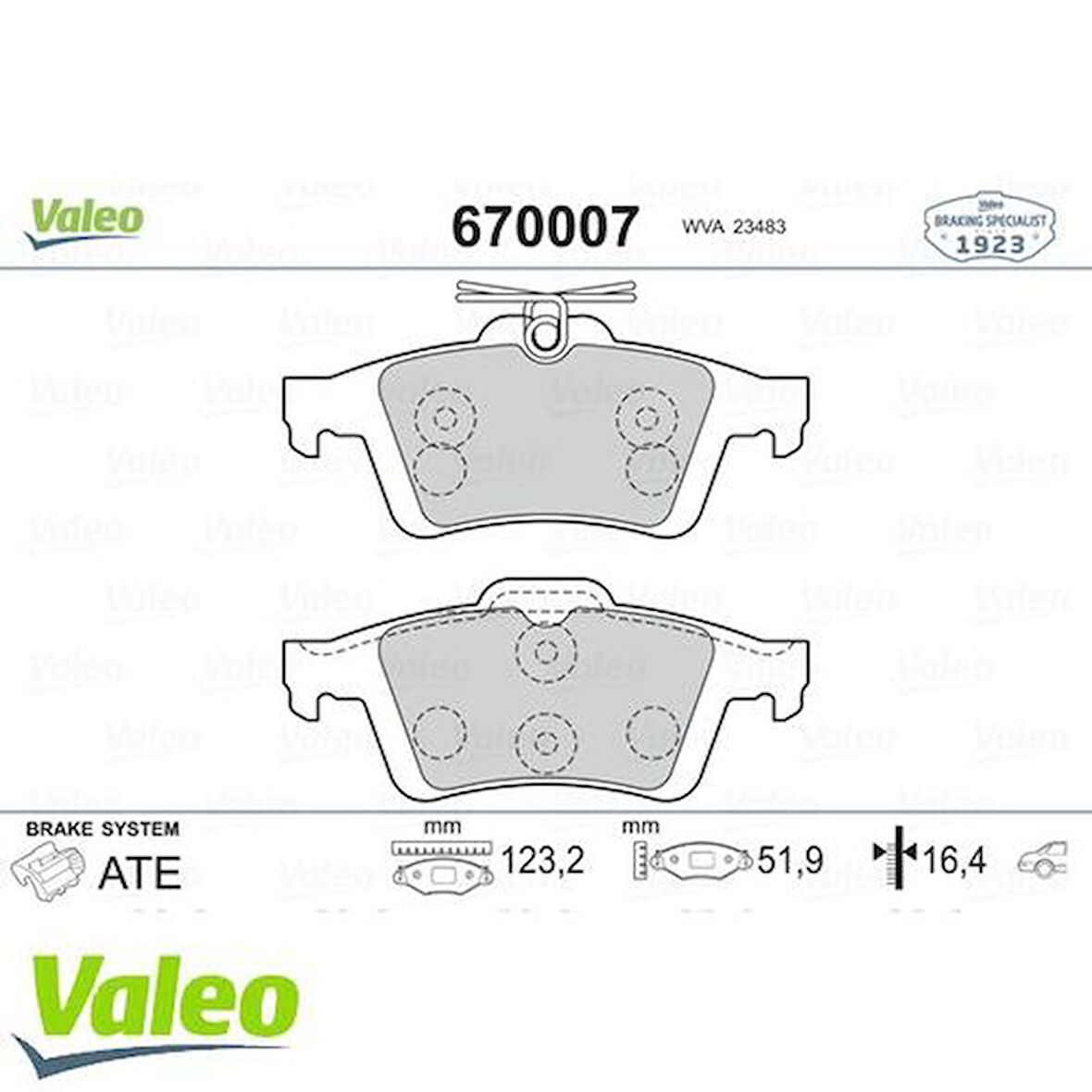 Valeo 670007 Fren Balatası Arka Laguna 01> Latıtude 11> Vel Satıs 02> Espace 02> Vectra C 02>08 02>08 Sıgnum 03>08 03>08 Cmaıı 10> Focus II Cb4 04>11 Focus III Cb8 11>14 Focus Iııı Cew 14> C-Ma06>11 Transıt Connect Tc7 02>13 Prımera P12 02> 9-3 02>