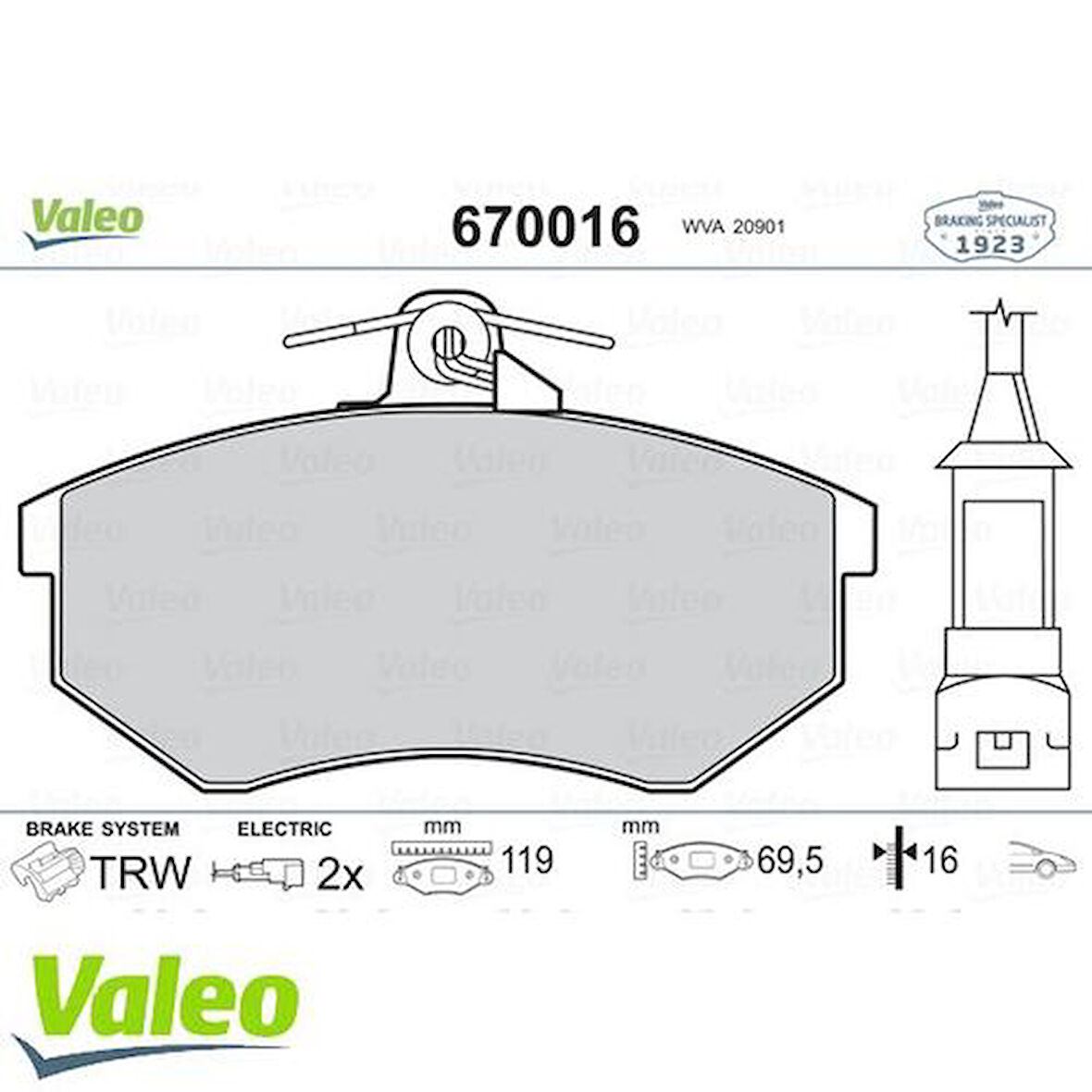Valeo 670016 Ön Fren Balatası Audi A80 86-96 Coupe 89-91 Cabriolet 93-00 A90 87-91 A100 82-90 A200 79-90 357698151C