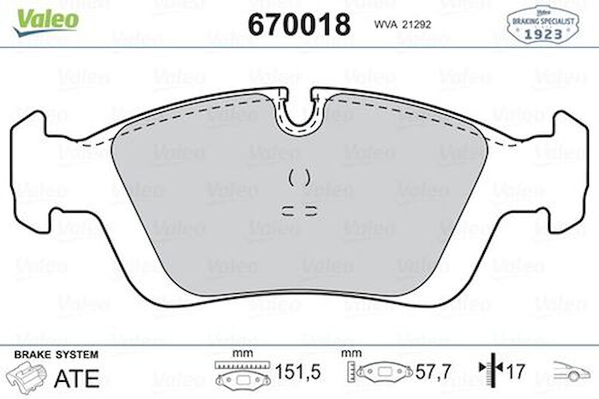 Valeo 670018 Fren Balatası Ön BMW E46 E36 91-04 34116761244
