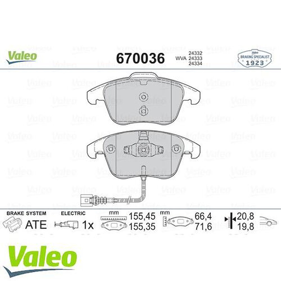 Valeo 670036 Ön Fren Balatası Tiguan 07-18 Passat 13-Alhambra 10-Q3 11-17 5N0698151