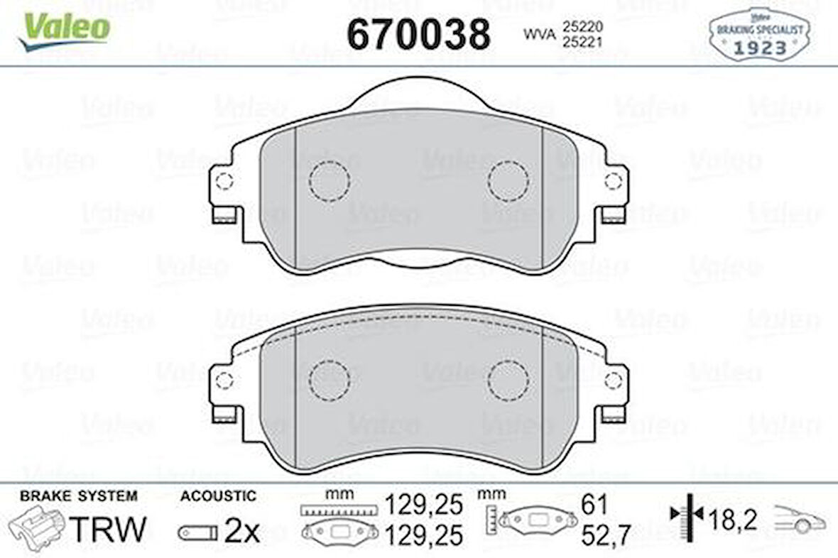 Valeo 670038 Ön Fren Balatası C4 B7 1.4 VTI.1.6 HDI 11 2009 DS4 1.6 HDI.1.6 E HDI 04 2011 1611840080