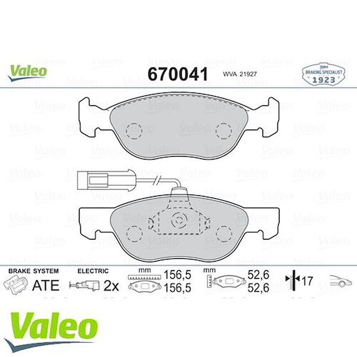 Valeo 670041 Ön Fren Balatası Punto 1.3 JTD 16V 03- 71753043