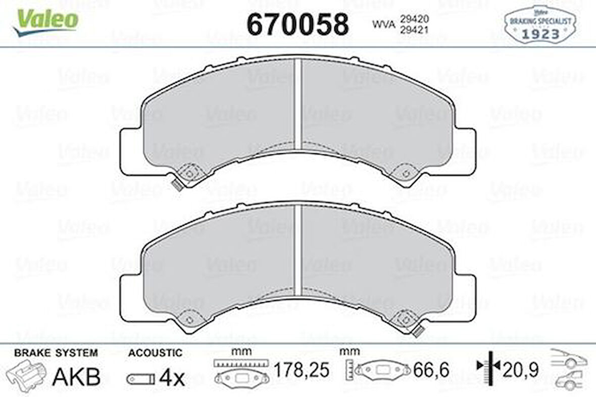 Valeo 670058 Arka Fren Disk Balatası Isuzu N Wide Nnr NLR84 980912710