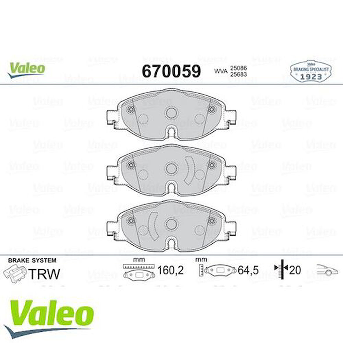 Valeo 670059 Ön Fren Balatası A3 Golf VII Leon Octavia 1.2 1.4 1.8TFSI 1.6 2.0TDI 12- 2K5698151A