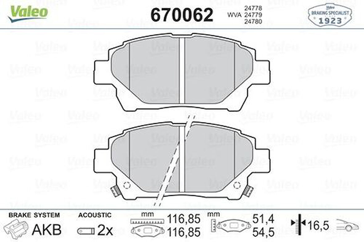 Valeo 670062 Ön Balata Aston Martın 11 446574020