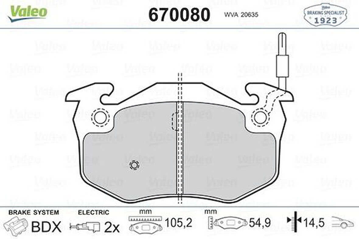 Valeo 670080 Disk Fren Balatası Ön Renault Twingo R5 Clio I 7701202213