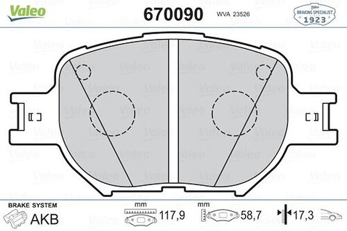 Valeo 670090 Fren Balatası Ön Toyota Corolla 2001-2007 Verso 2001-2003 446513030