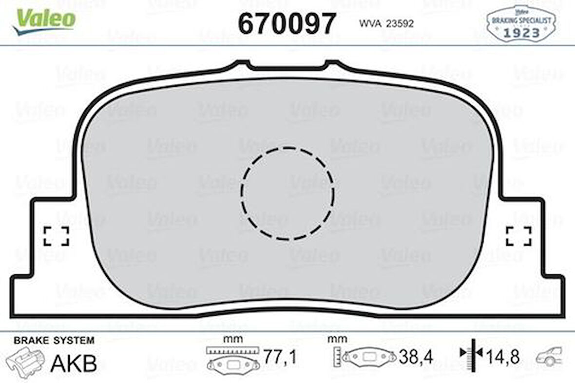 Valeo 670097 Arka Fren Balatası Toyota Camry 96-01 446632030