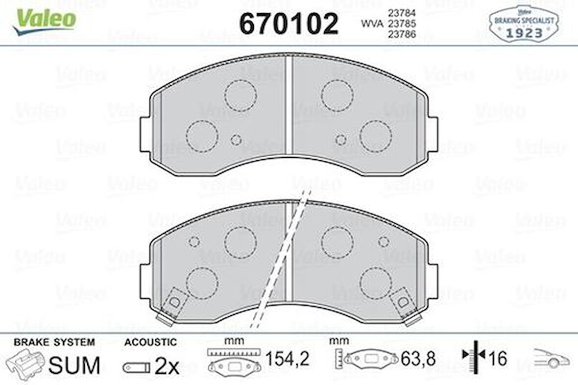 Valeo 670102 Fren Balatası Ön Bongo 97-K2500 02-K2700 98-Asıa Hı-Topıc 93-98 RB913311261