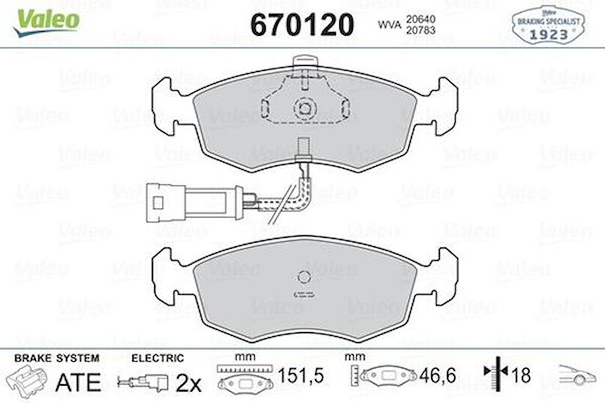 Valeo 670120 Ön Balata Fişli Escort III-Fiesta III-Orion-Sierra 1595524