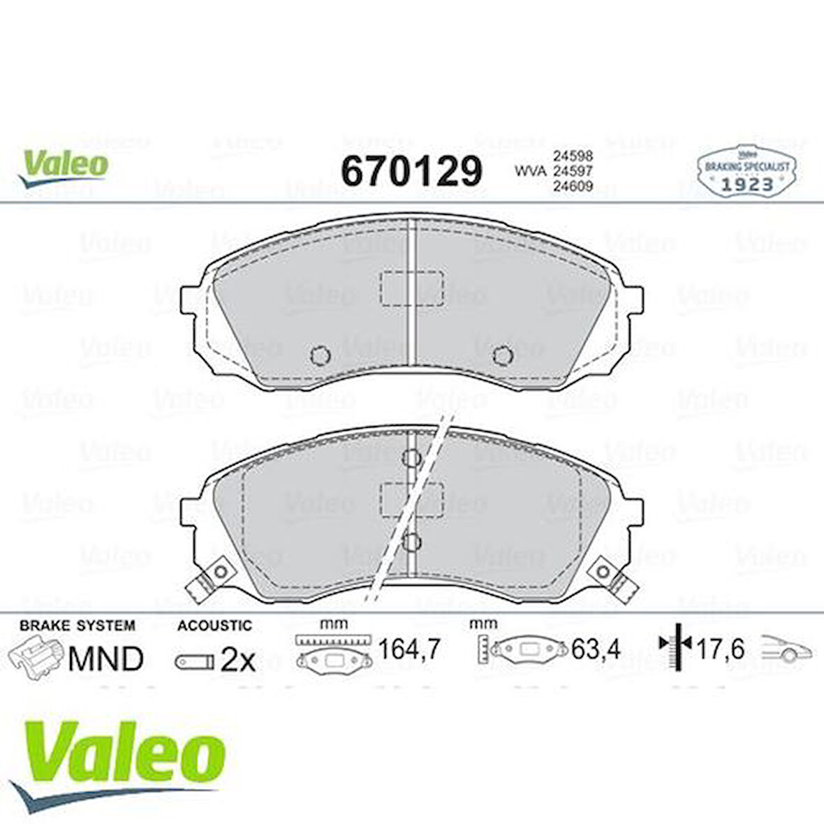 Valeo 670129 Ön Fren Balatası Hyundai H1 07-Stare 07-Kia Carnival III 06-14 581014HA50