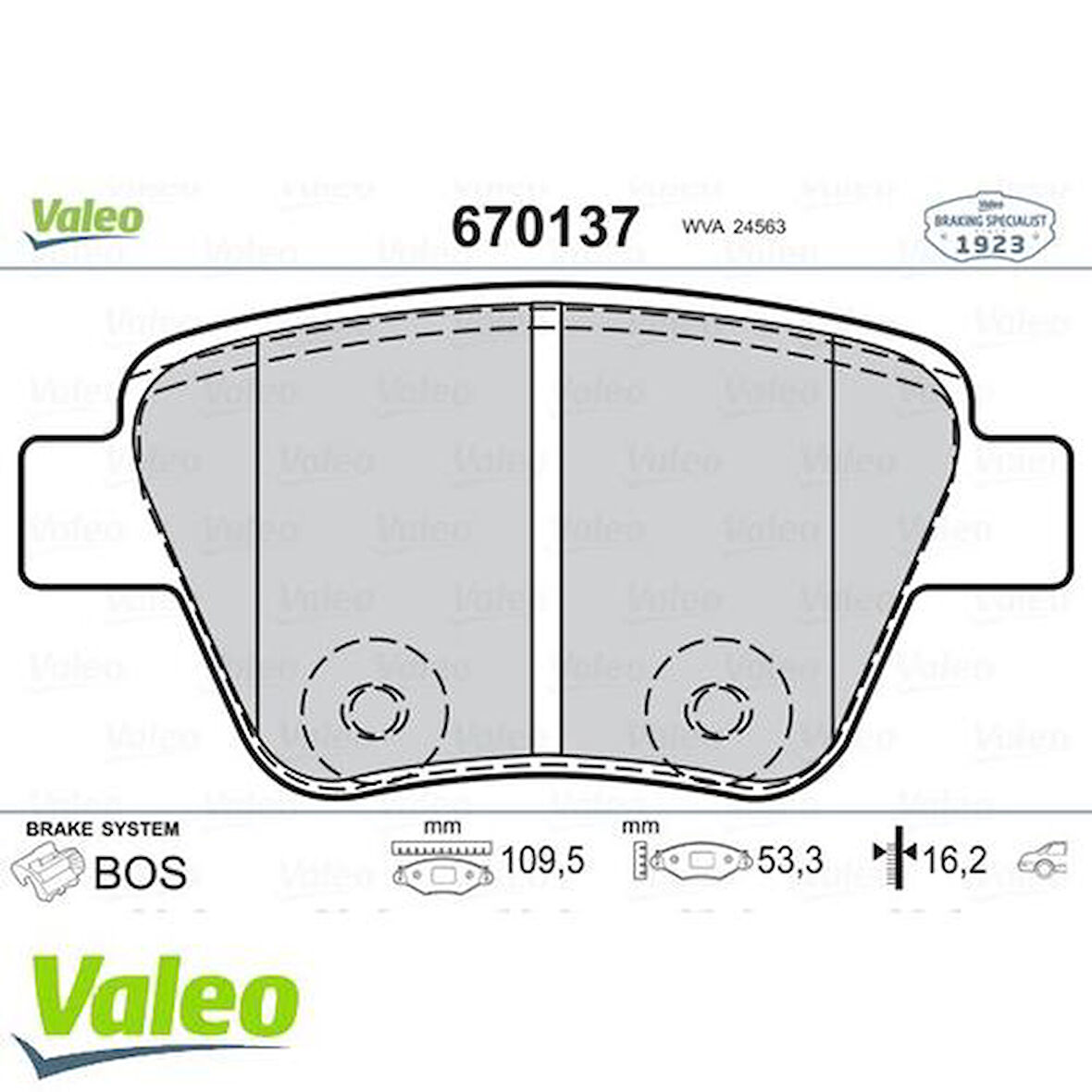 Valeo 670137 Arka Fren Balatası Leon Caddy Octavia 1.4TSI 1.6 1.8TSI 1.9TDI 2.0 09 04- 5K0698451C