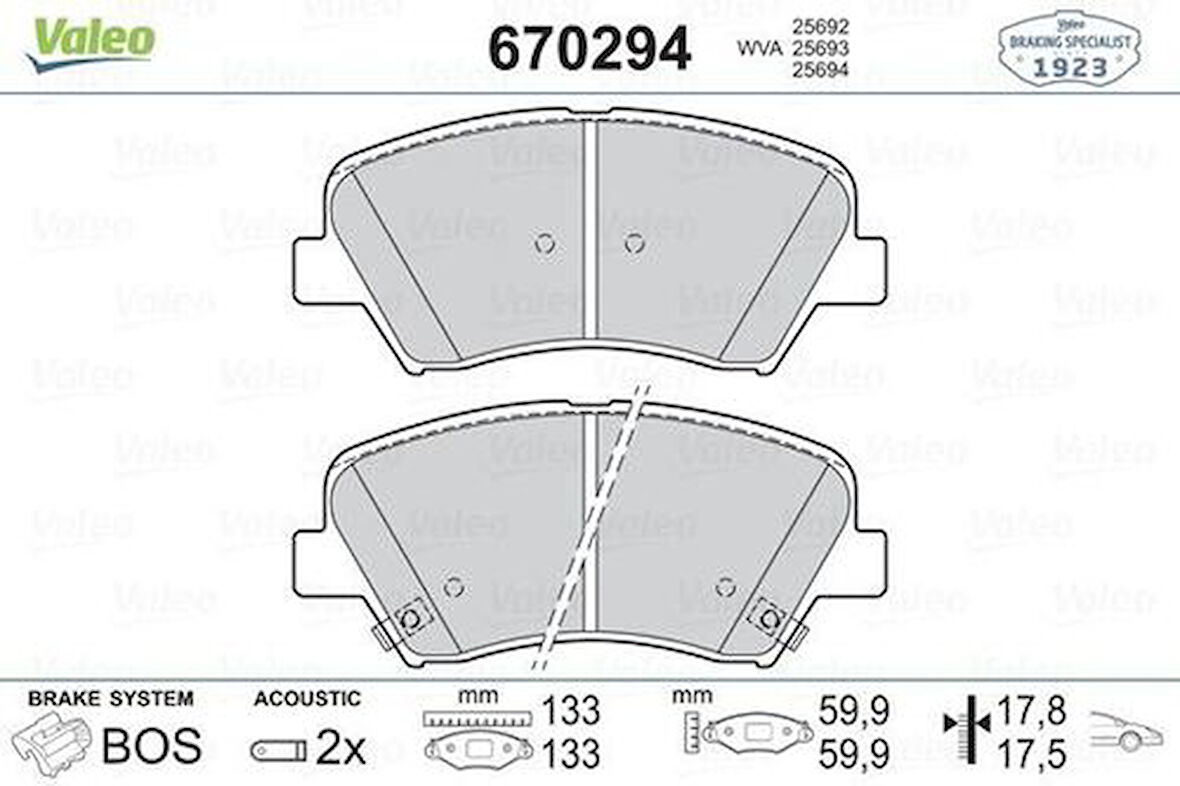 Valeo 670294 Ön Fren Balatası Hyundai Elantra 2011-Elantra 2016-I30 2011-Kia Optima 2012-Cerato 2015-Ceed 12- 581012VA50