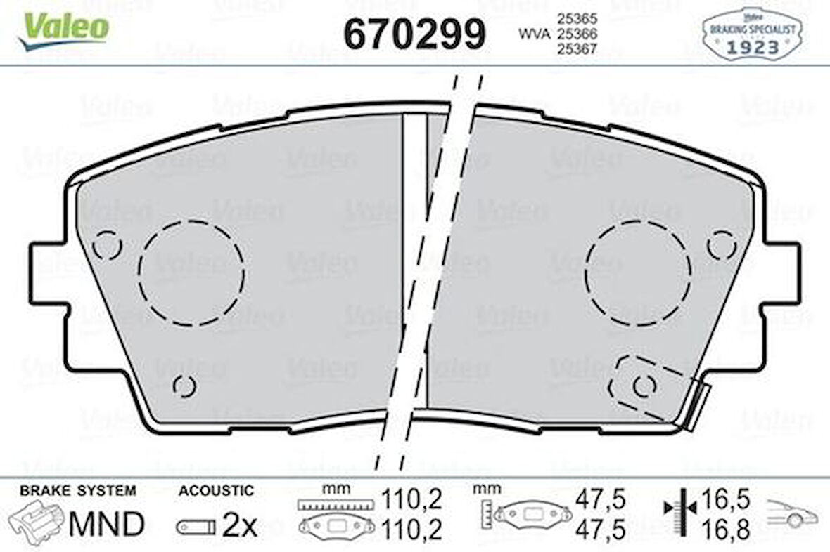 Valeo 670299 Ön Fren Balatası Kia Picanto 2011-13 Jant 581011YA00