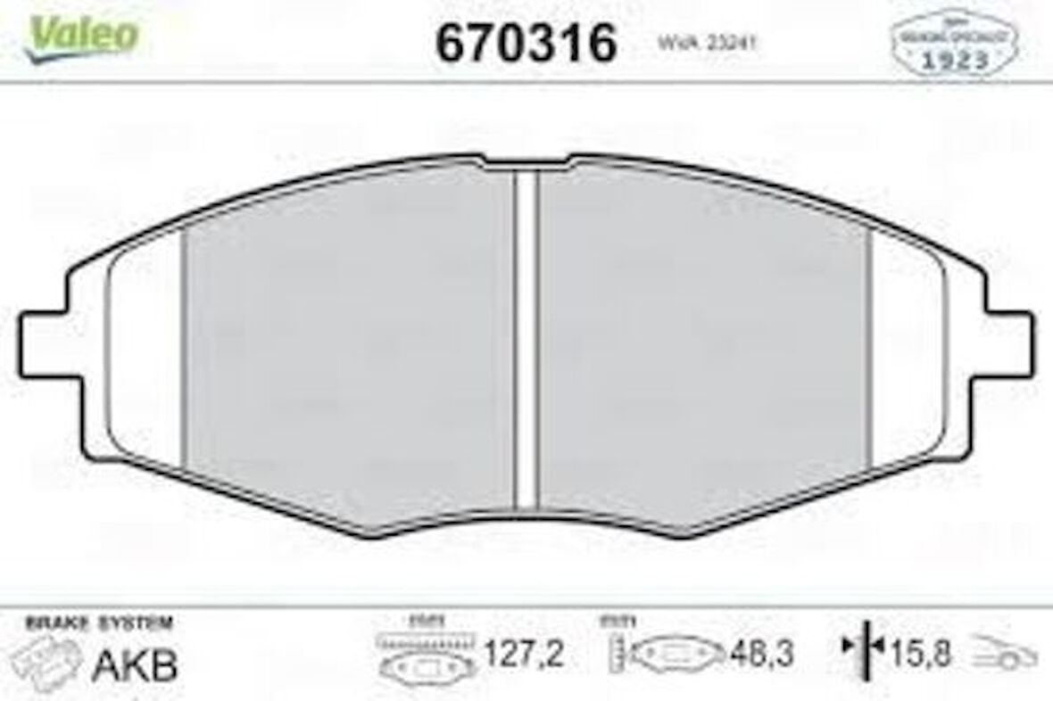 Valeo 670316 Ön Balata Kalos 1.2-1.4-1.4 16V Sedan-1.4 16V 03 05-Matiz 0.8-1.0 03 05-Lanos 1.4 96288629