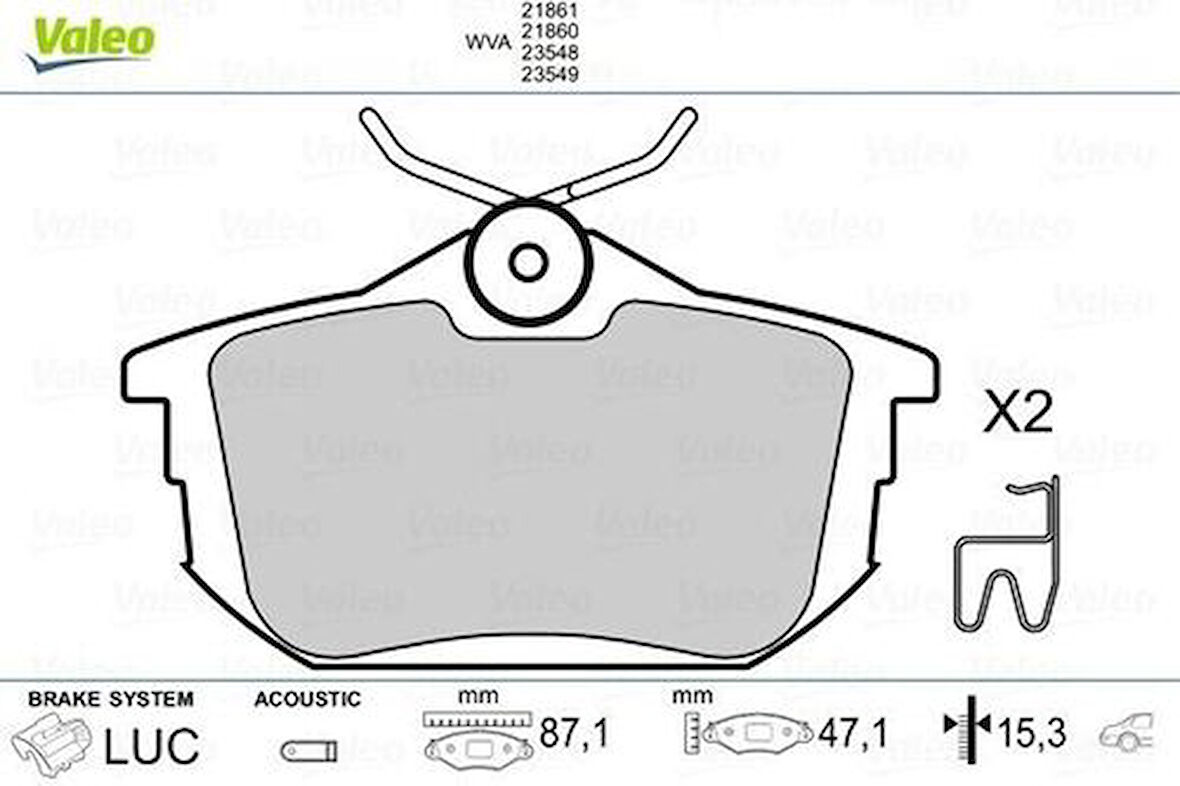 Valeo 670319 Arka Fren Balatası Mitsubishi Carisma 96-06 Colt 04-10 Spacestar 98-04 Persona Wira 00-02 Volvo S40 V40 96- M620770